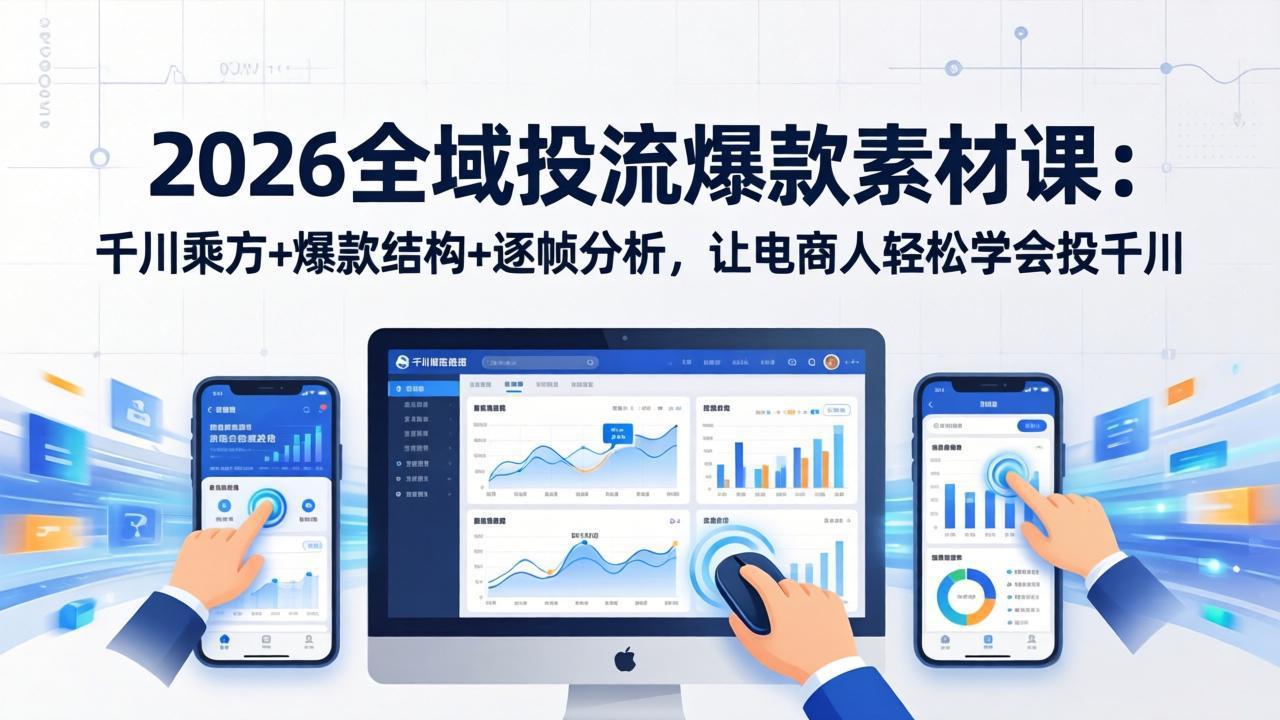 2026全域投流爆款素材课：千川乘方+爆款结构+逐帧分析，让电商人轻松学会投千川-云网创