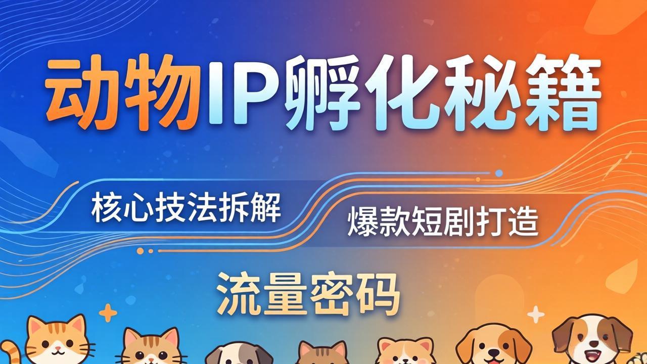 动物IP孵化全套秘籍，三大核心技法拆解，打造爆款萌宠短剧，轻松拿捏赛道流量密码-云网创