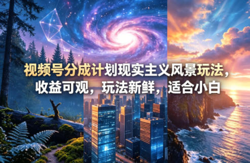 视频号分成计划现实主义风景玩法，收益可观，玩法新鲜，适合小白-云网创
