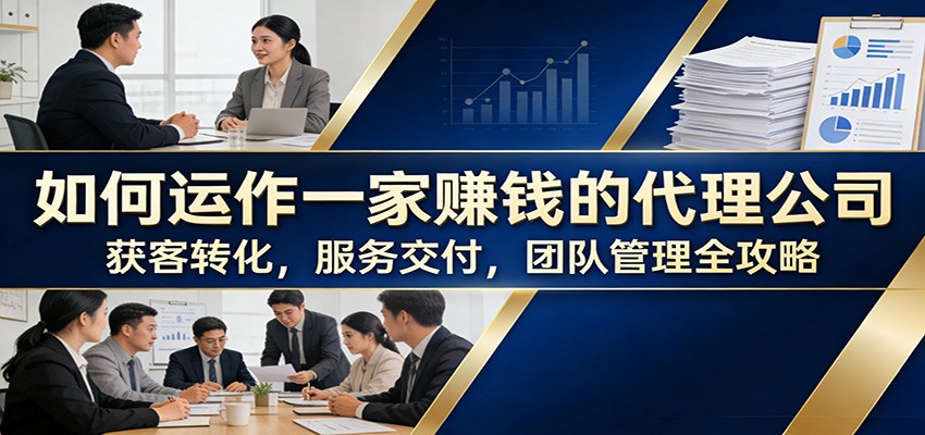 如何运作一家赚钱的代理公司：获客转化，服务交付，团队管理全攻略-云网创