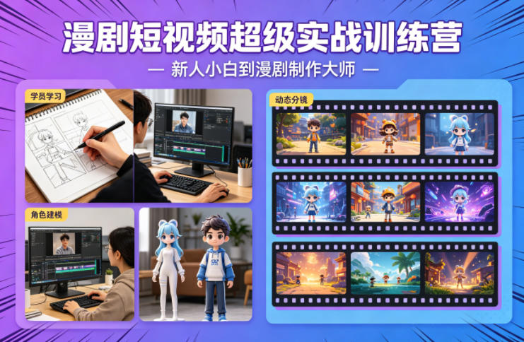 漫剧短视频超级实战训练营，新人小白到漫剧制作大师-云网创