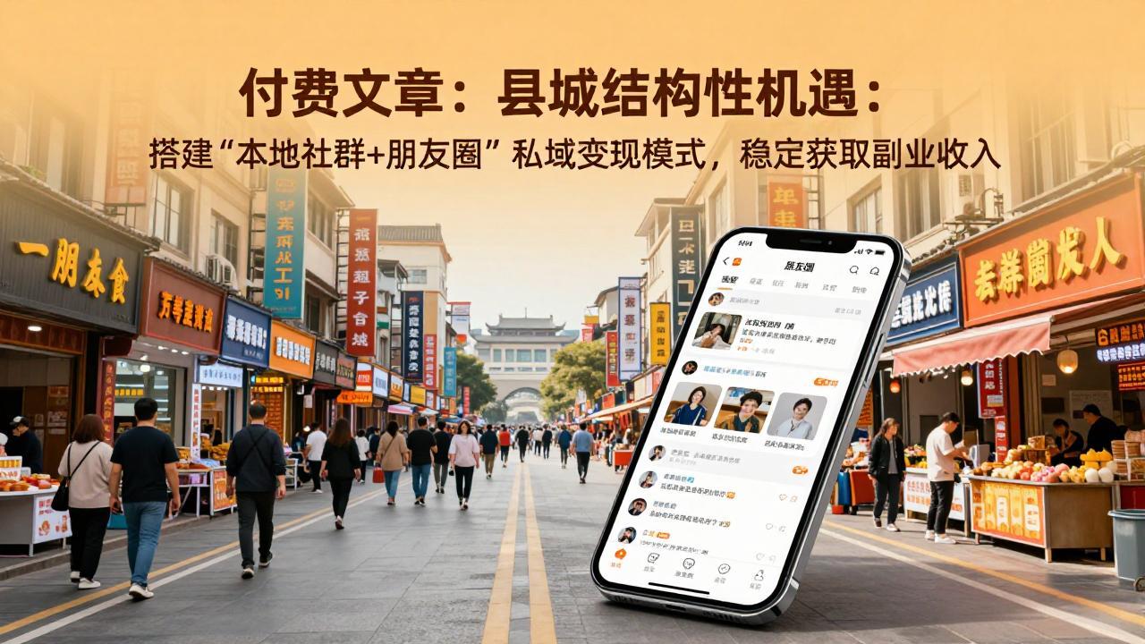 付费文章：县城结构性机遇：搭建“本地社群+朋友圈”私域变现模式，稳定获取副业收入-云网创