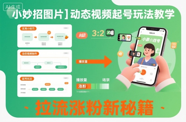 小妙招图片+动态视频起号玩法教学,拉流涨粉新秘籍-云网创