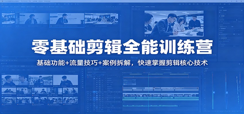 零基础剪辑全能训练营：基础功能+流量技巧+案例拆解，快速掌握剪辑核心技术-云网创