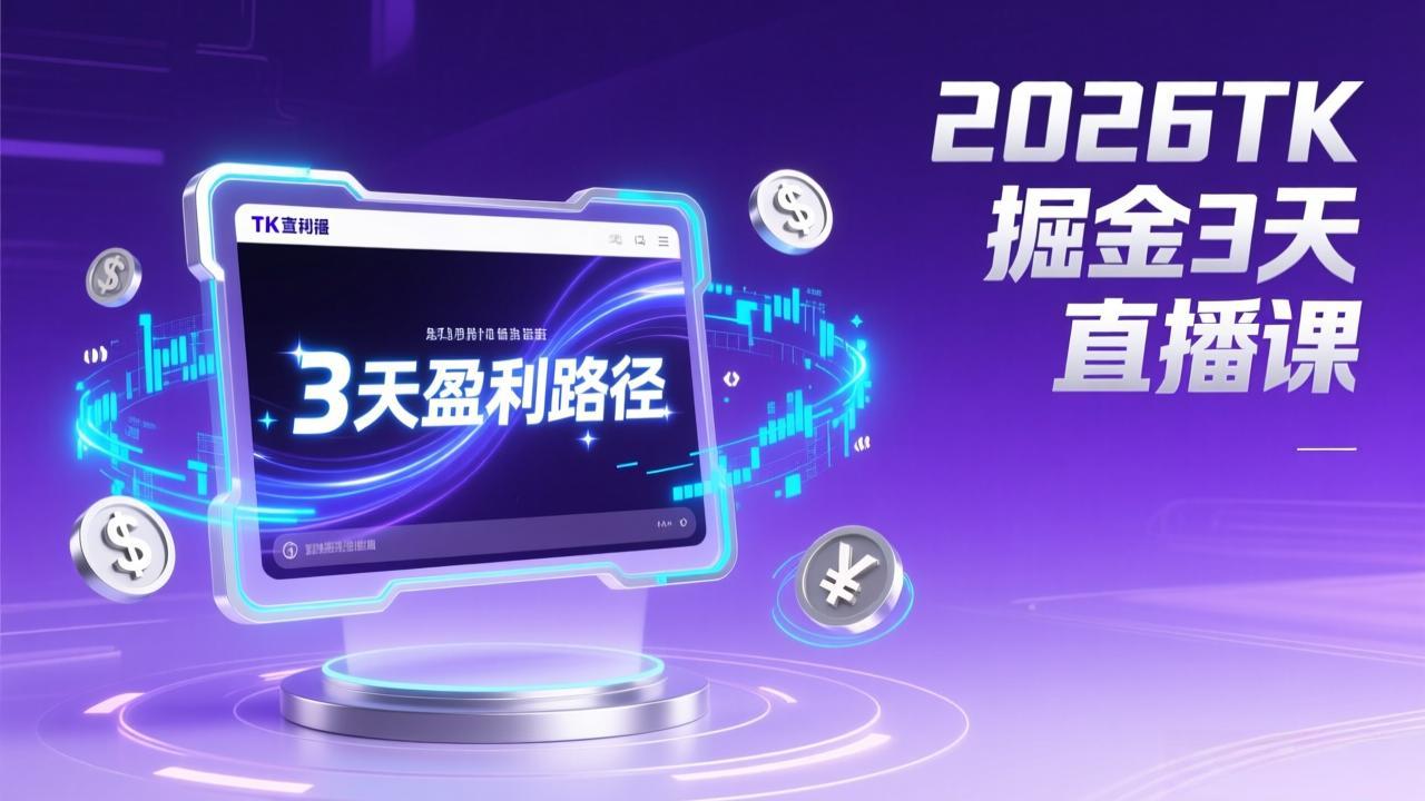 2026TK掘金直播课，起号涨粉+直播带货+商单变现+3天打通盈利路径，月入过万美金-云网创