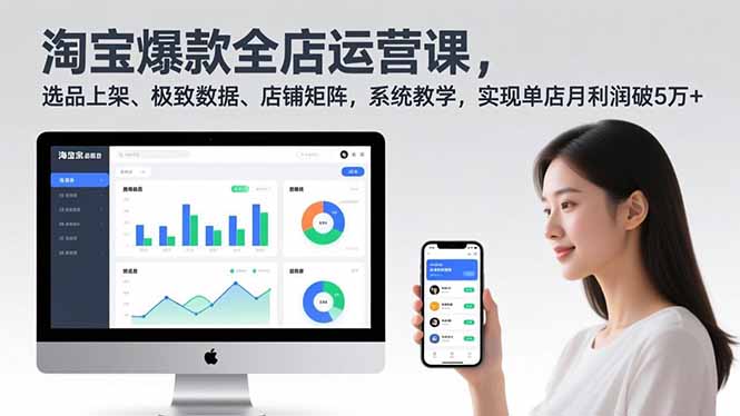 淘宝爆款全店运营课2.0，选品上架、极致数据、店铺矩阵，系统教学，实现单店月利润破5万+-云网创