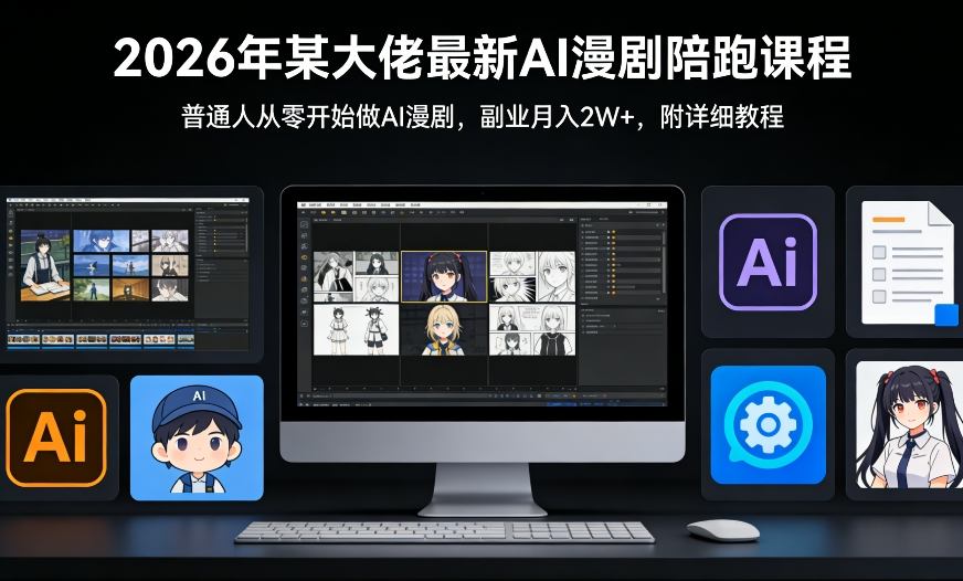 26年某大佬最新Ai漫剧陪跑课程，普通人从零开始做AI漫剧，副业月入2W+-云网创
