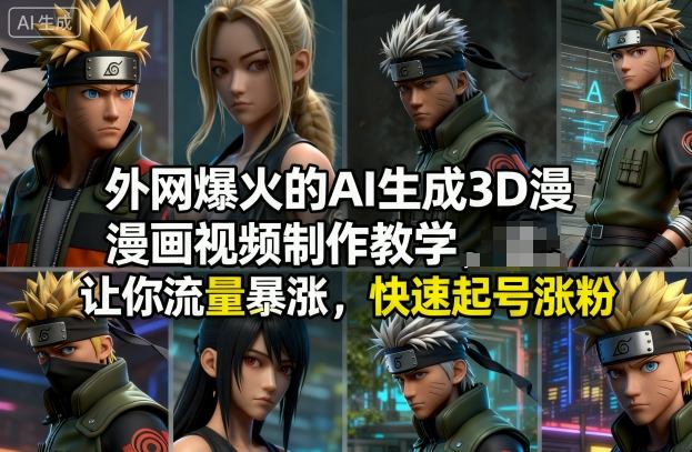 外网爆火的AI生成3D漫画视频制作教学，让你流量暴涨，快速起号涨粉！-云网创