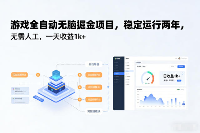 游戏全自动无脑掘金项目，稳定运行两年，无需人工，一天收益1k+【揭秘】-云网创