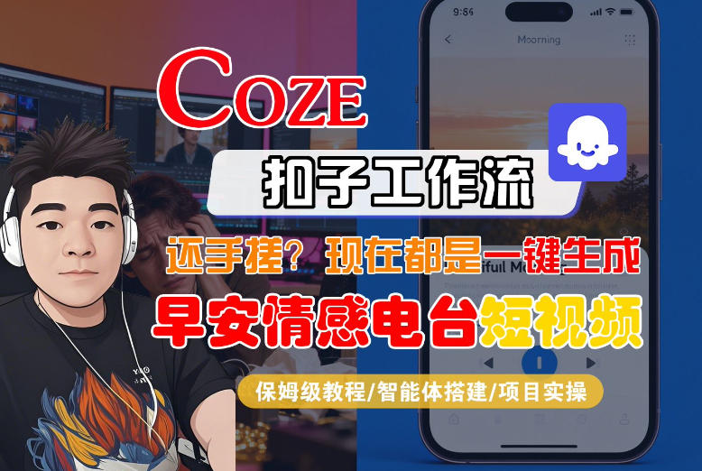 【Coze工作流搭建实操教程】【coze】早安情感电台日签视频还在手动做？用扣子工作流自动生成，省时90%-云网创