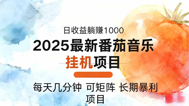 2025年最新番茄音乐人挂机项目，每天几分钟，月入1000＋，可矩阵，一台…-云网创