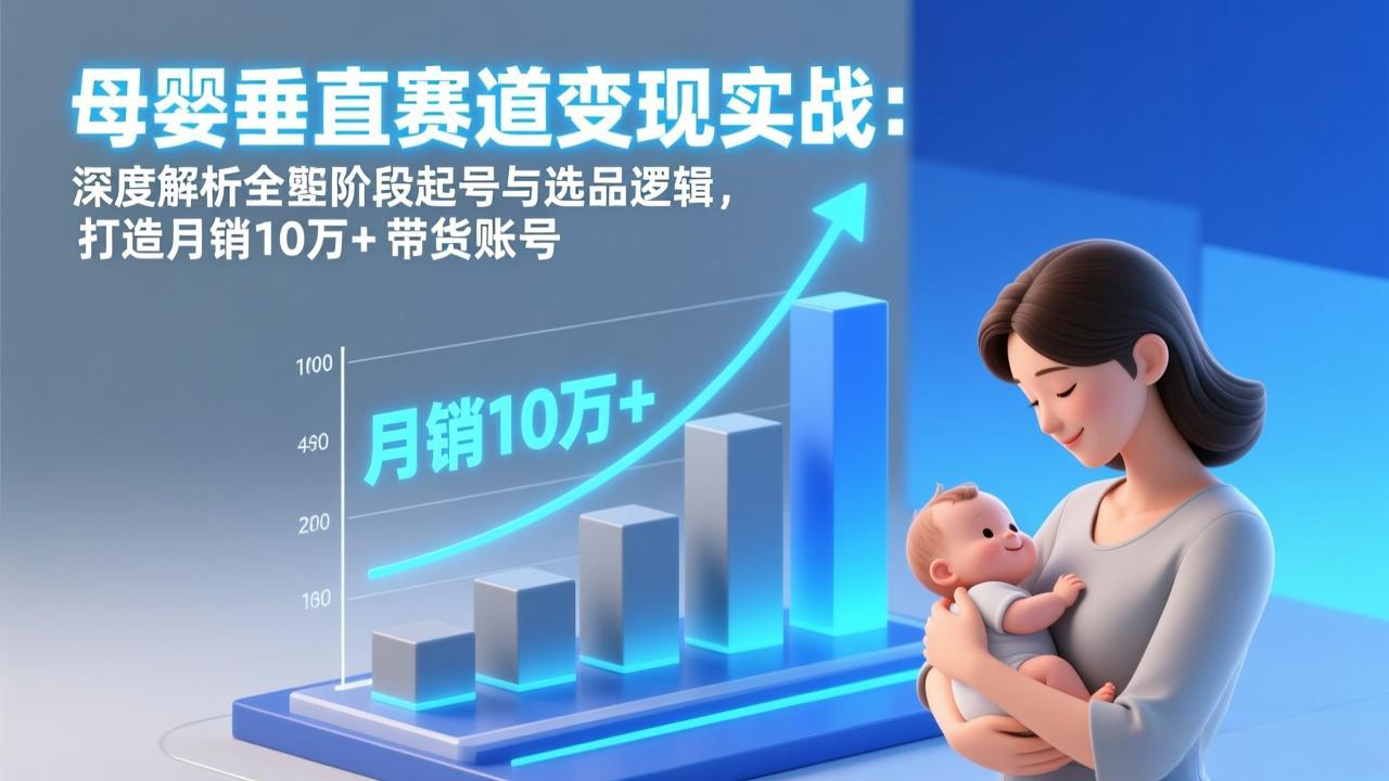母婴垂直赛道变现实战：深度解析三大阶段起号与选品逻辑，打造月销10万+带货账号-云网创