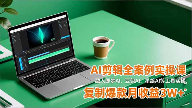 AI剪辑全案例实操课，融入即梦AI、豆包AI、星绘AI等工具实操，复制爆款月收益3W+-云网创