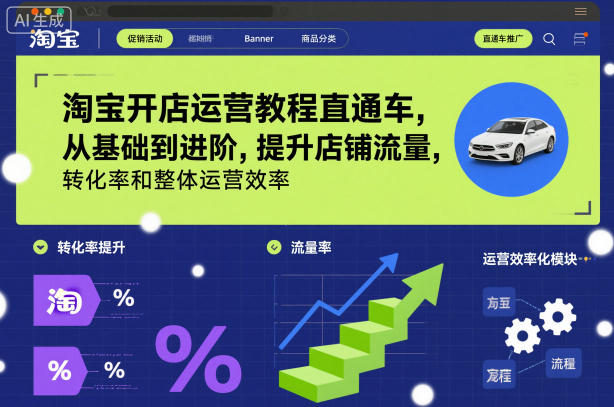 淘宝开店运营教程直通车，从基础到进阶，提升店铺流量，转化率和整体运营效率(更新26年3月)-云网创