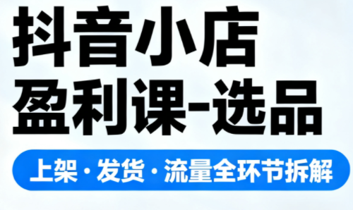 抖音小店盈利课-选品·上架·发货·流量全环节拆解-云网创