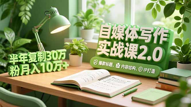 自媒体写作实战课2.0,爆款标题、内容结构、IP打造,半年复制30万粉月入10万+-云网创