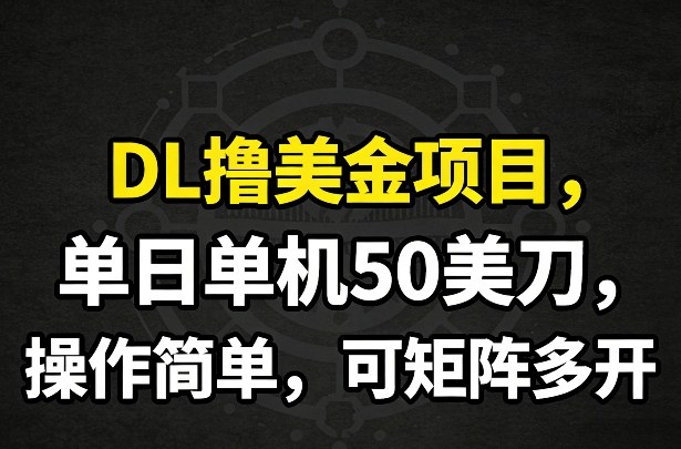 DL撸美金项目,单日单机50美刀,操作简单,可矩阵多开-云网创