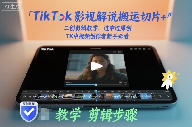 TikTok影视解说搬运切片+二创剪辑教学，过中过原创，TK中视频创作者新手必看-云网创