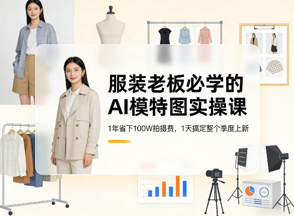 服装老板必学的AI模特图实操课，1年省下100W拍摄费，1天搞定整个季度上新-云网创