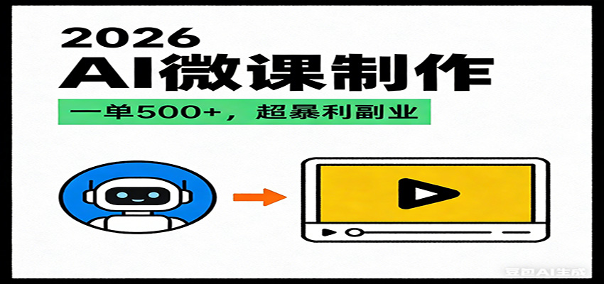 2026AI 风口最稳副业：微课代写制作，一单 500+，人人可做的蓝海项目-云网创