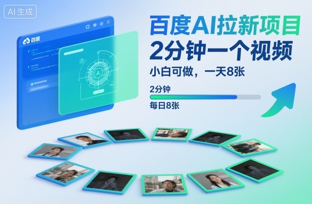 百度AI拉新项目,2分钟一个视频,小白可做,一天8张【附案例+保姆级教程】-云网创