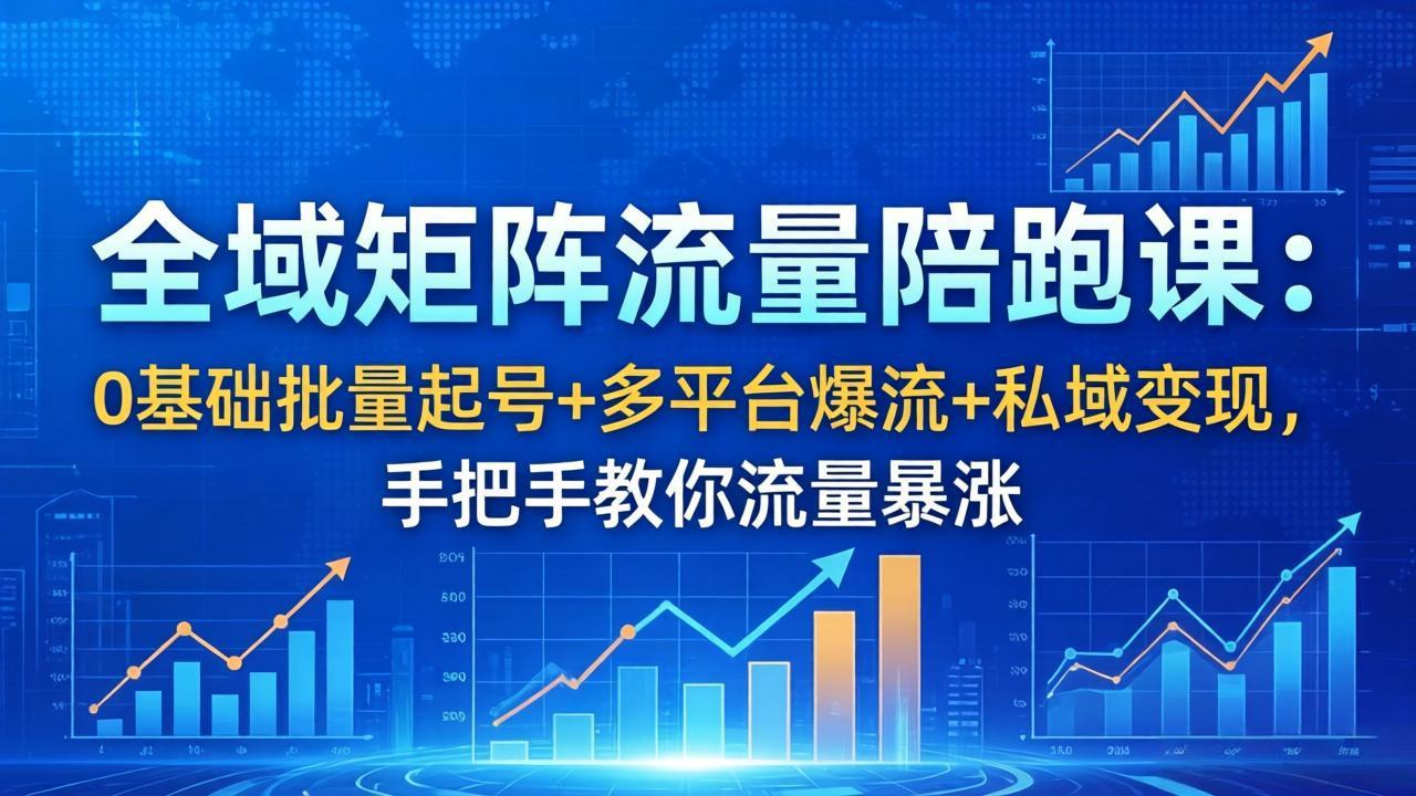 全域矩阵流量陪跑课：0基础批量起号+多平台爆流+私域变现，手把手教你流量暴涨-云网创