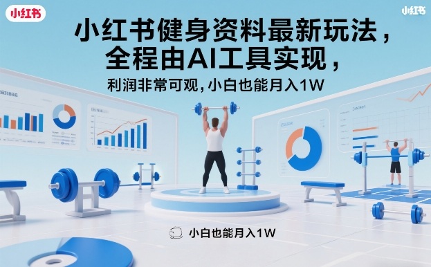 小红书健身资料最新玩法，全程由AI工具实现，利润非常可观，小白也能月入1W＋【揭秘】-云网创