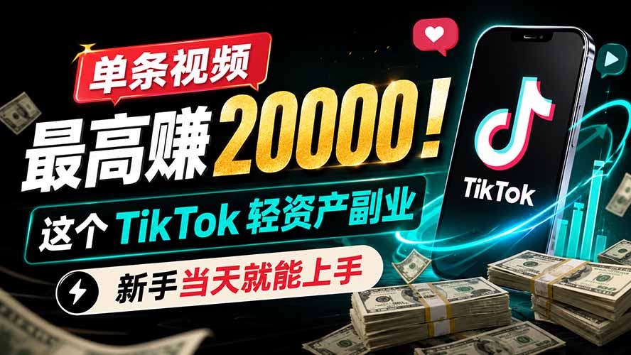 单条视频最高赚 20000！这个 TikTok 轻资产副业，新手当天就能上手-云网创