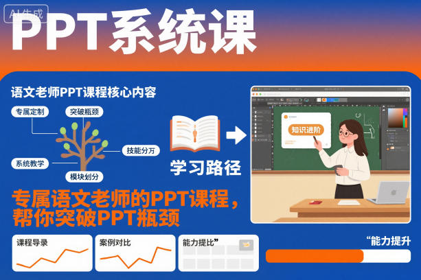 PPT系统课，专属语文老师的PPT课程，帮你突破PPT瓶颈-云网创