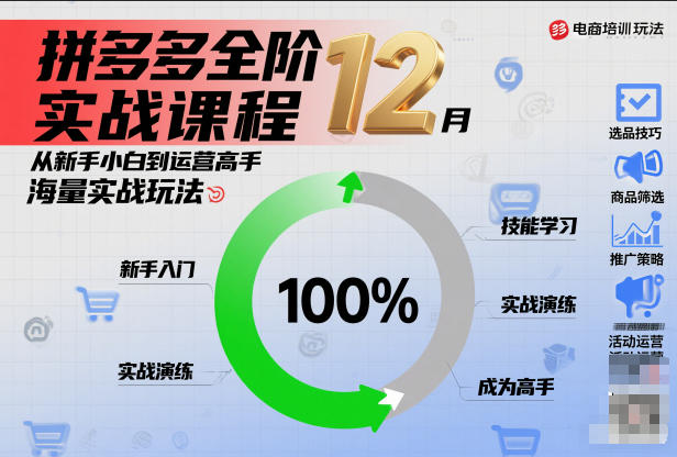 拼多多全阶实战课程12月，从新手小白到运营高手，海量实战玩法-云网创