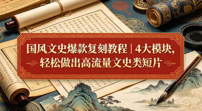 国风文史爆款复刻教程｜4大模块，轻松做出高流量文史类短片-云网创