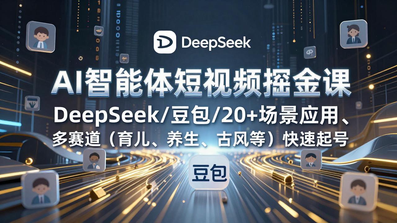 AI智能体短视频掘金课，DeepSeek/豆包/20+场景应用、多赛道(育儿、养生、古风等-云网创