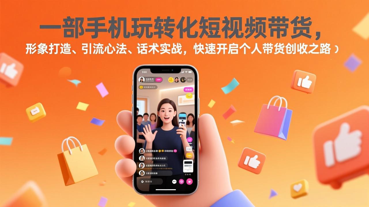 一部手机玩转化短视频带货,形象打造、引流心法、话术实战,快速开启个人带货创收之路-云网创