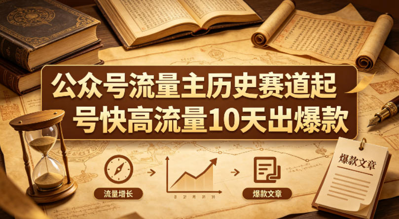 公众号流量主之历史赛道，起号快+高流量，10天就能出爆款！-云网创