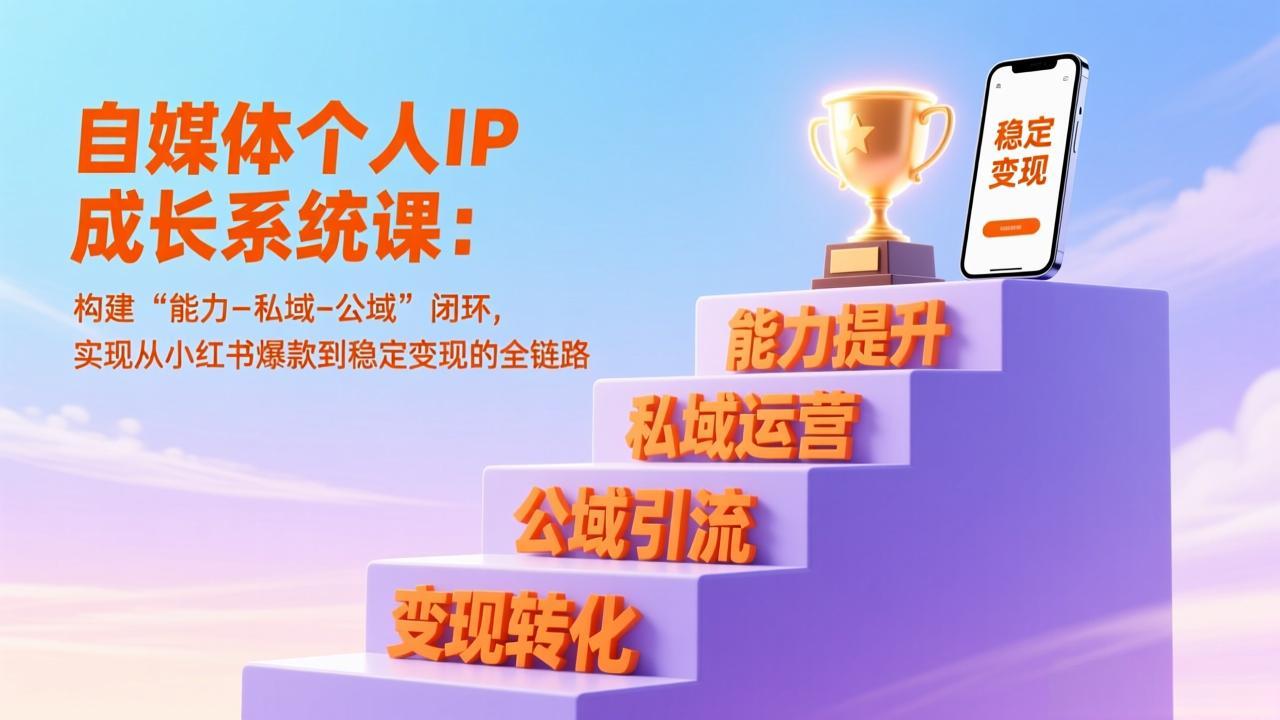 自媒体个人IP成长系统课：构建“能力-私域-公域”闭环，实现从小红书爆款到稳定变现的全链路-云网创