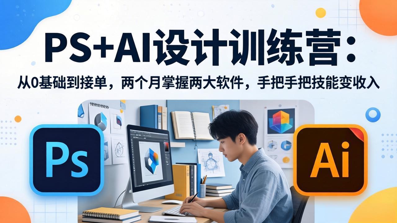 PS+AI设计训练营:从0基础到接单,两个月掌握两大软件,手把手把技能变收入-云网创