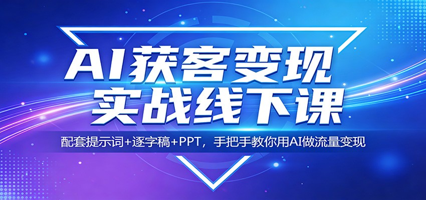 AI获客变现实战线下课:配套提示词+逐字稿+PPT,手把手教你用AI做流量变现-云网创