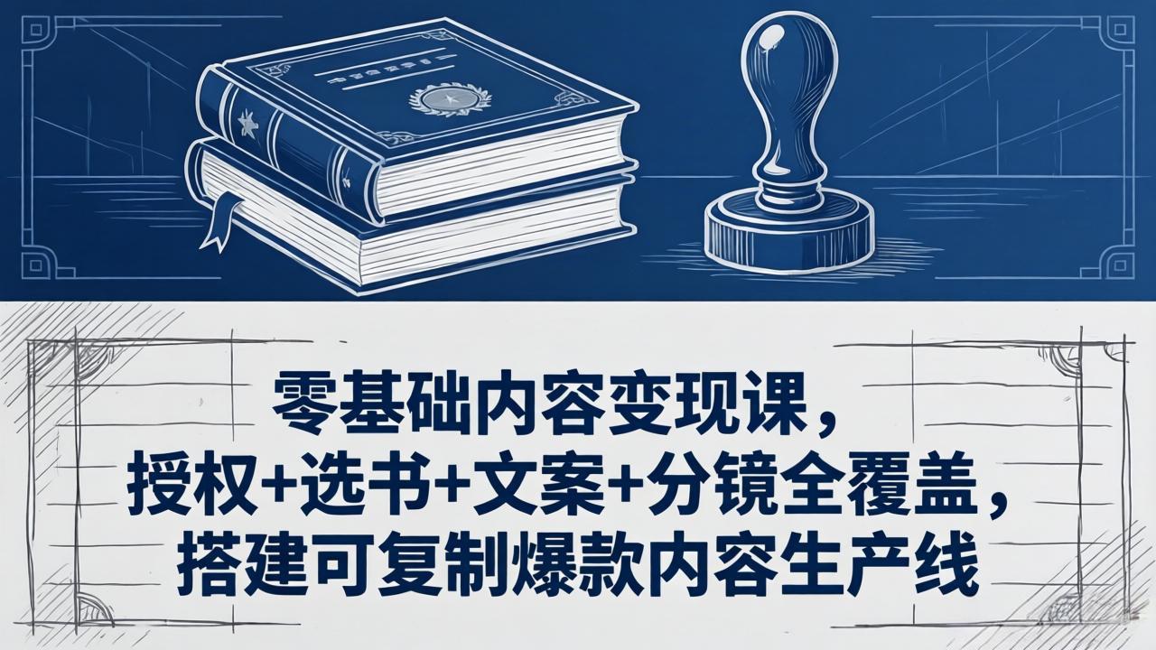 零基础内容变现课，授权+选书+文案+分镜全覆盖，搭建可复制爆款内容生产线-云网创