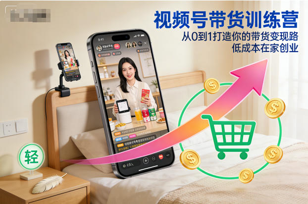 视频号带货训练营,从0到1打造你的带货变现路,低成本在家创业-云网创
