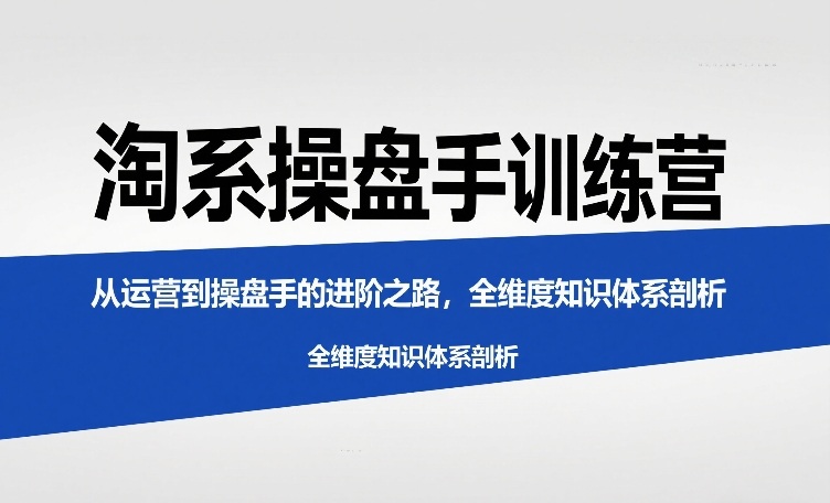 淘系操盘手训练营，从运营到操盘手的进阶之路，全维度知识体系剖析-云网创