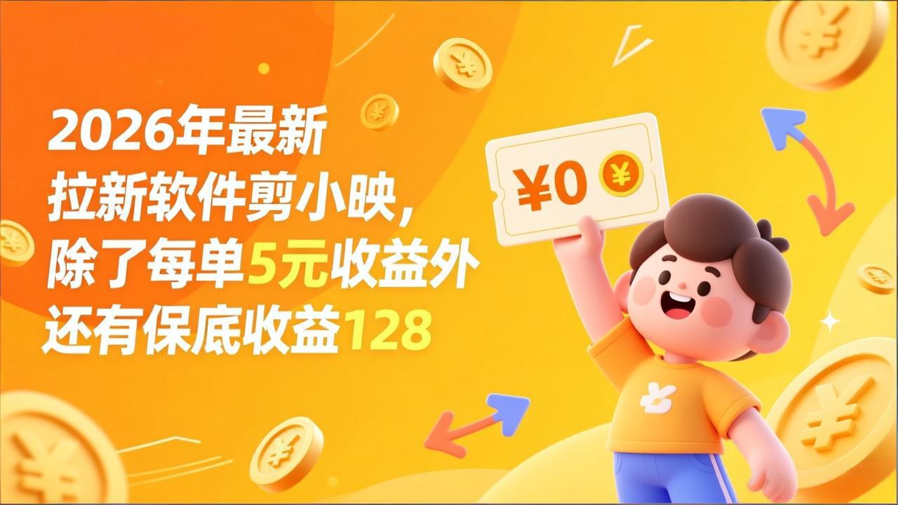 最新拉新软件剪小映，除了每单5元收益外还有保底收益128-云网创