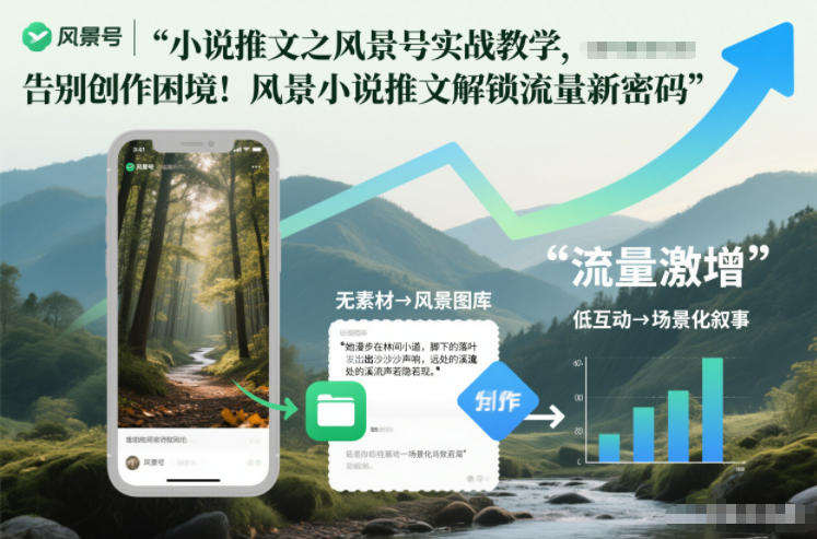 小说推文之风景号实战教学，告别创作困境！风景小说推文解锁流量新密码-云网创