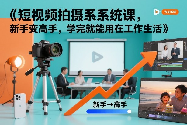 短视频拍摄系统课，新手变高手，学完就能用在工作生活-云网创