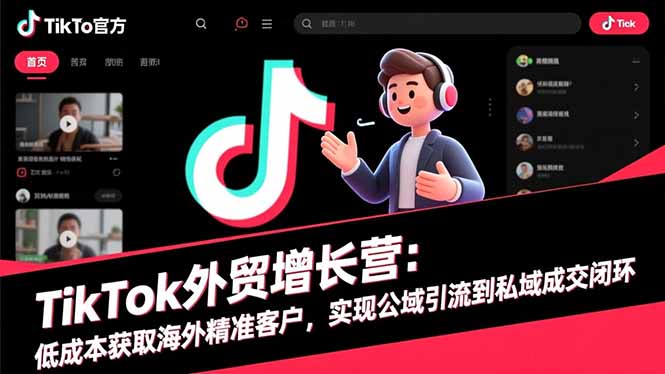 TikTok外贸增长营：低成本获取海外精准客户，实现公域引流到私域成交闭环-云网创