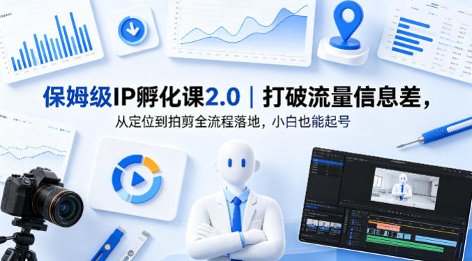 保姆级IP孵化课2.0｜打破流量信息差，从定位到拍剪全流程落地，小白也能起号-云网创