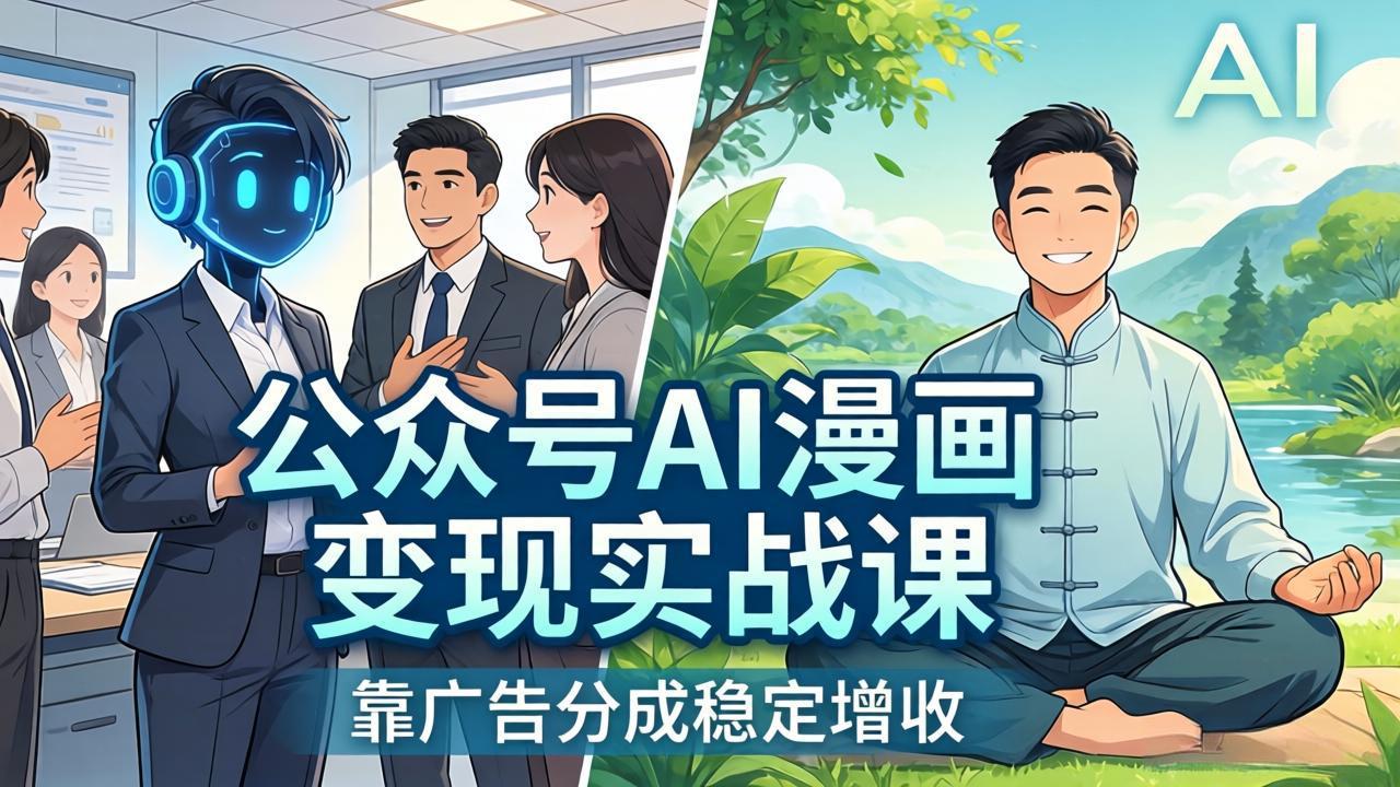 公众号AI漫画变现实战课:星座/职场/养生多赛道+智能体发文,靠广告分成稳定增收-云网创