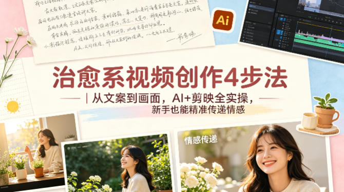 治愈系视频创作4步法｜从文案到画面，AI+剪映全实操，新手也能精准传递情感-云网创