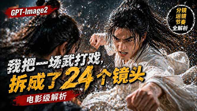 用GPT-Image2，把一段武打对决拆成24个连续镜头，从人物建立、动作衔接、运镜节奏，到情绪爆发-云网创