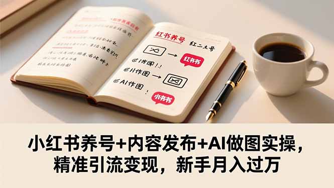 小红书养号+内容发布+AI做图实操,精准引流变现,新手月入过万-云网创
