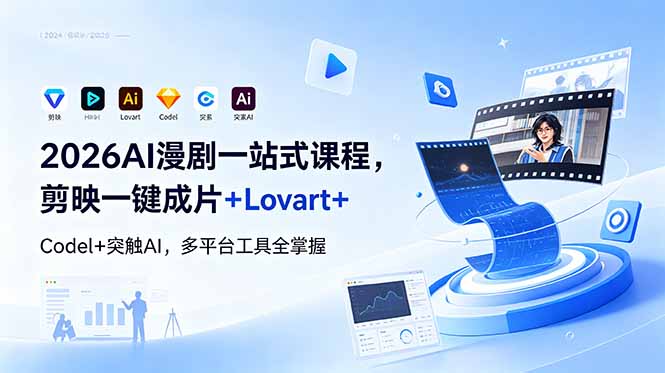 2026AI 漫剧一站式课程，剪映一键成片+Lovart+Codel+突触AI，多平台工具全掌握-云网创